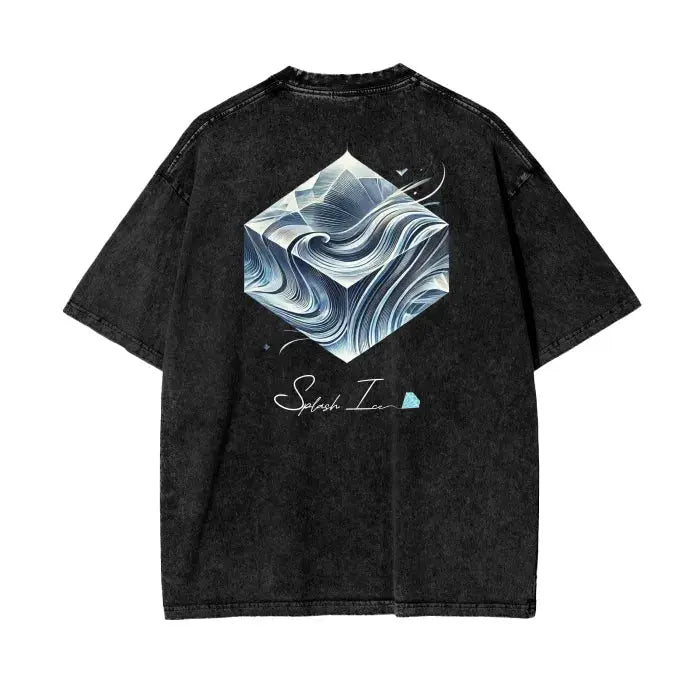Oversize-Box Acid Wash T-Shirt Splash Ice